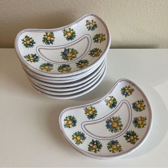 Cantagalli Firenze Pottery Bread Salad Plate Vegetables Fruit Florence Italy TWO - Picture 15 of 15